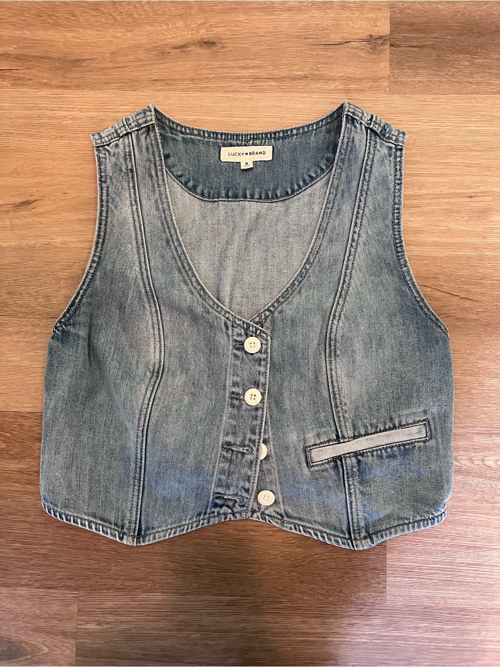 Lucky Brand Medium Wash Denim Vest - Light Blue
